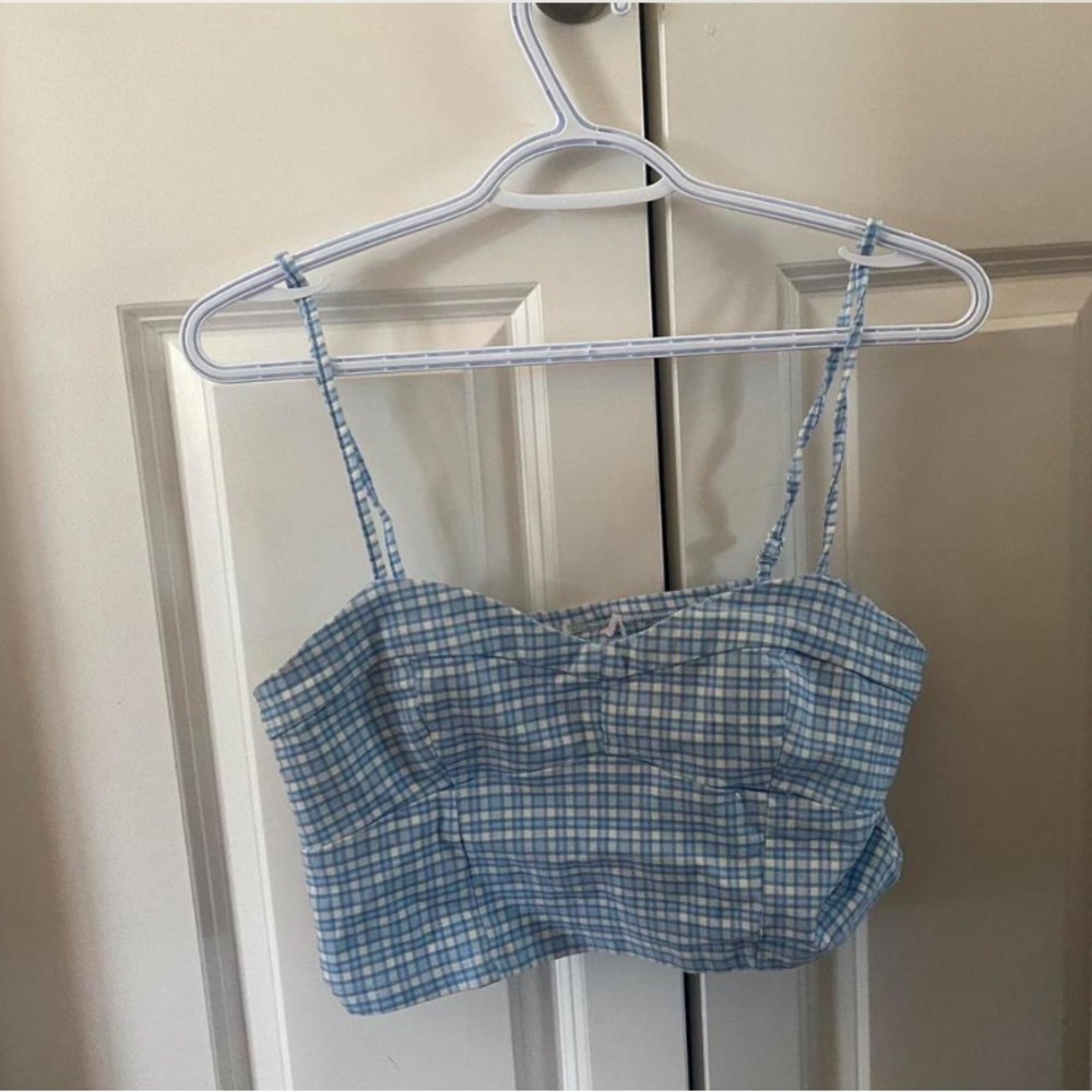 FREE W PURCHASE !!!! ardene blue gingham bustier cropped tank